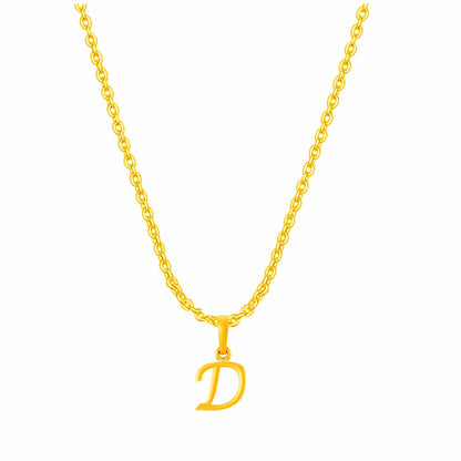 22KT Gold Plated Pure Silver (92.5% purity) precious Name alphabet chain pendant (Locket with Anchor chain- 22 Inches)