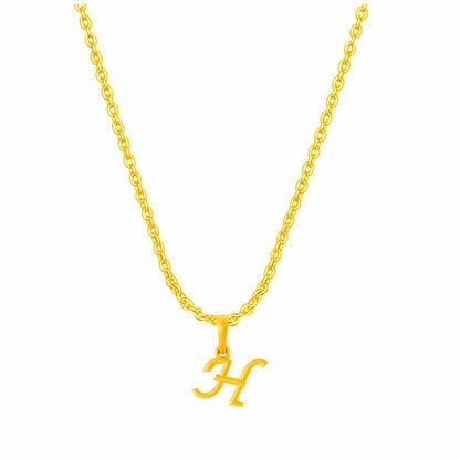 22KT Gold Plated Pure Silver (92.5% purity) precious Name alphabet chain pendant (Locket with Anchor chain- 22 Inches)