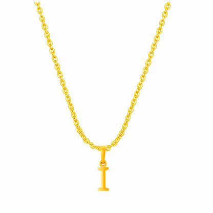 22KT Gold Plated Pure Silver (92.5% purity) precious Name alphabet chain pendant (Locket with Anchor chain- 22 Inches)