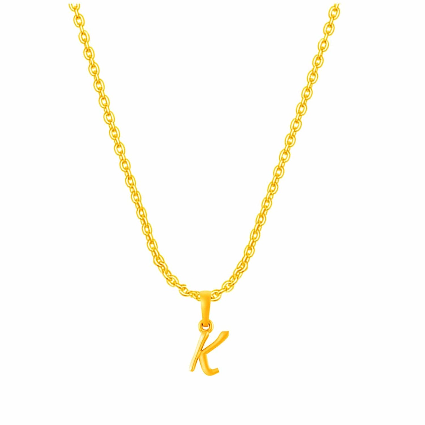 22KT Gold Plated Pure Silver (92.5% purity) precious Name alphabet chain pendant (Locket with Anchor chain- 22 Inches)