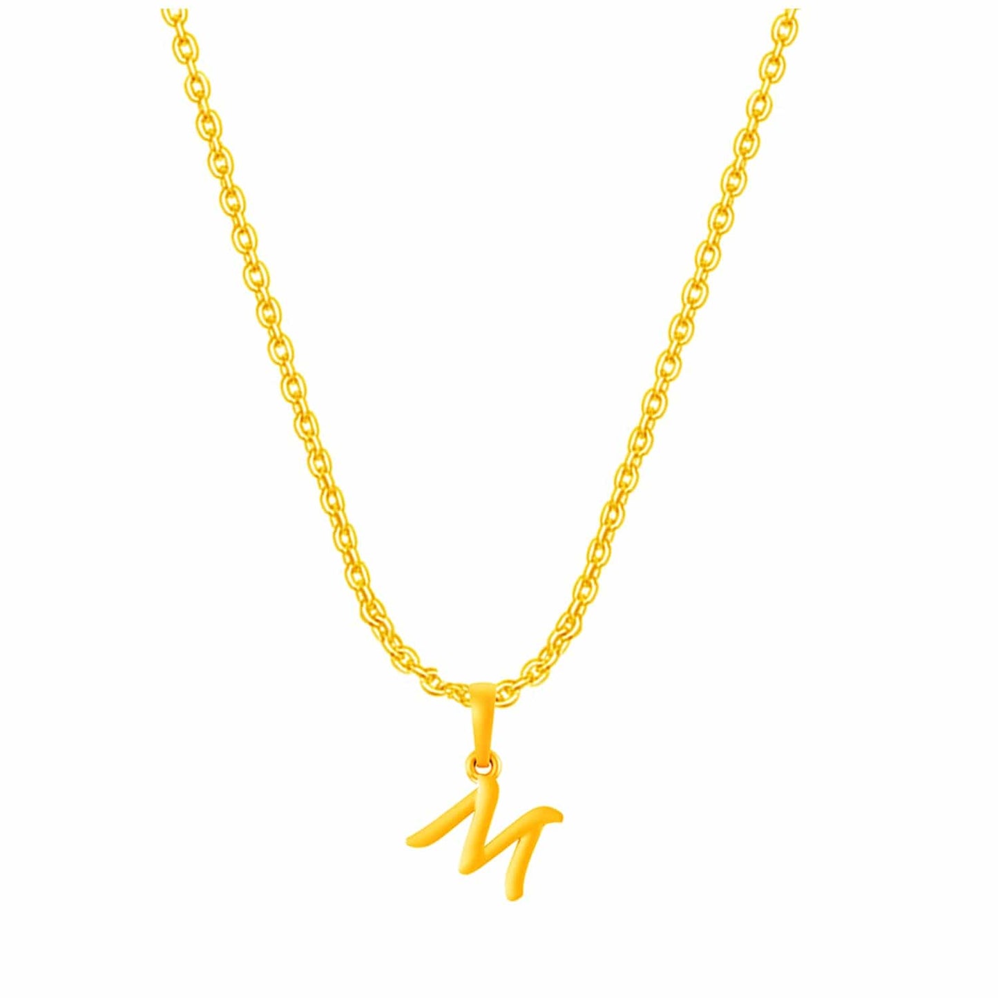 22KT Gold Plated Pure Silver (92.5% purity) precious Name alphabet chain pendant (Locket with Anchor chain- 22 Inches)