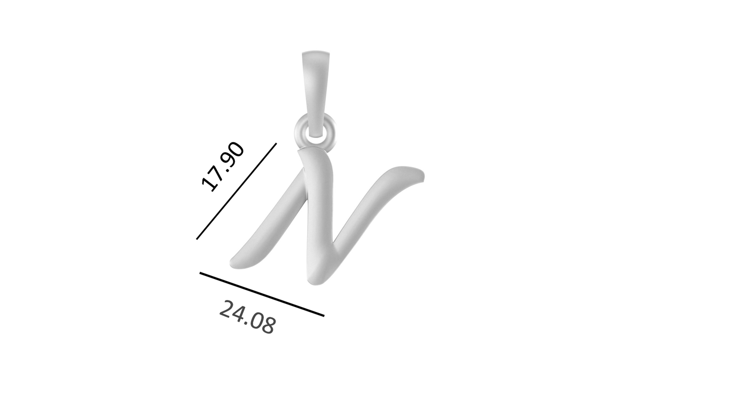 Sterling Silver (92.5% Purity) Pure Silver precious Name alphabet chain pendant (Pendnat with Anchor/Cable chain- 22 Inches)