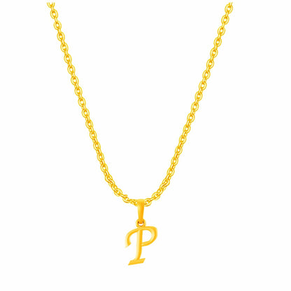 22KT Gold Plated Pure Silver (92.5% purity) precious Name alphabet chain pendant (Locket with Anchor chain- 22 Inches)
