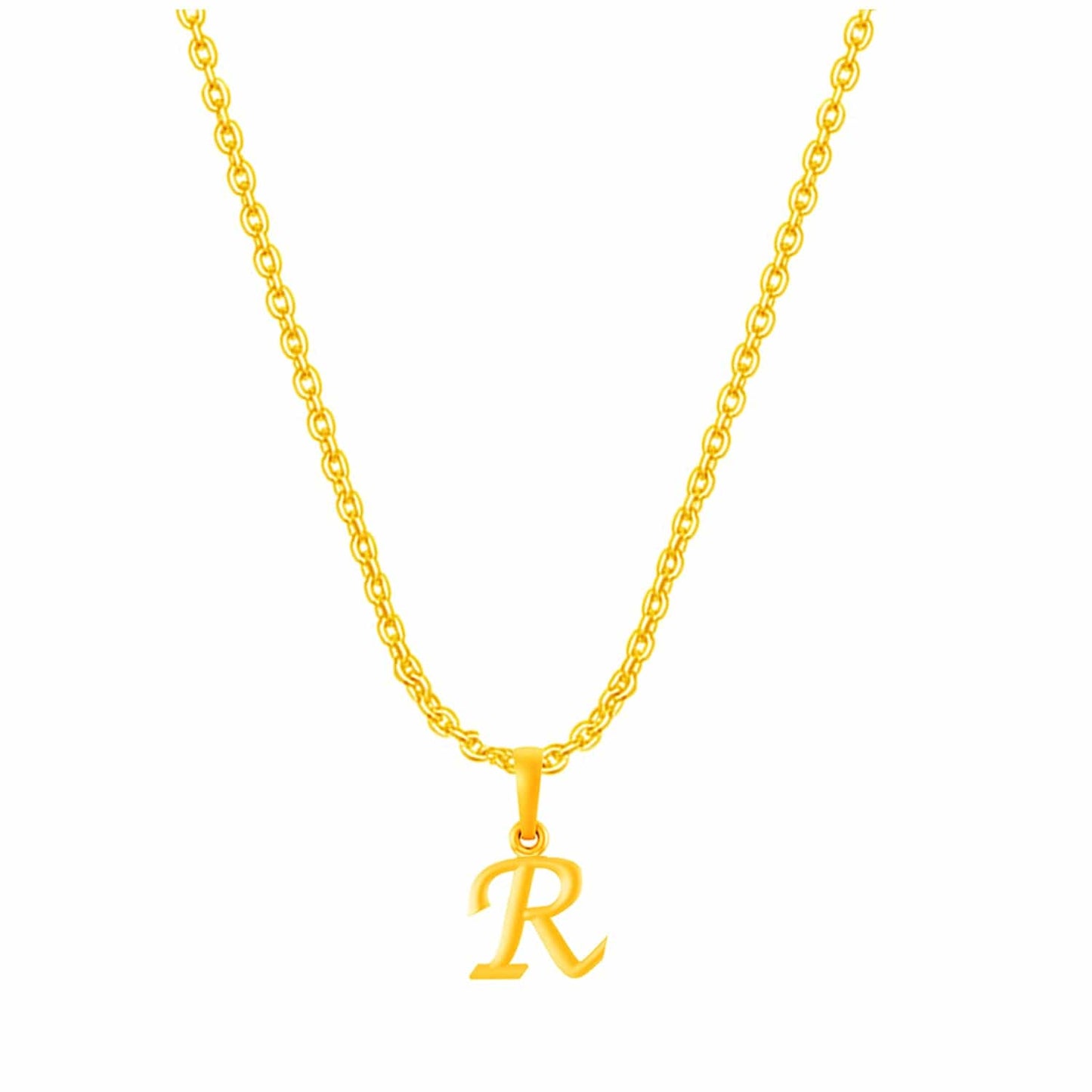22KT Gold Plated Pure Silver (92.5% purity) precious Name alphabet chain pendant (Locket with Anchor chain- 22 Inches)