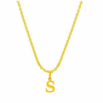 22KT Gold Plated Pure Silver (92.5% purity) precious Name alphabet chain pendant (Locket with Anchor chain- 22 Inches)
