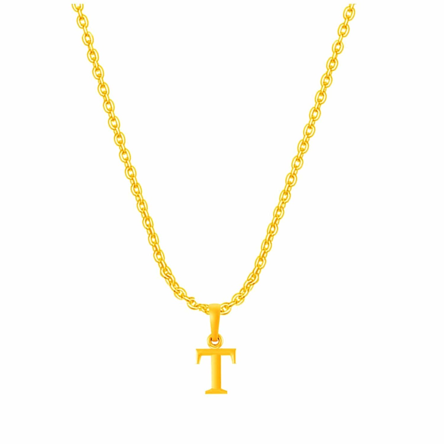 22KT Gold Plated Pure Silver (92.5% purity) precious Name alphabet chain pendant (Locket with Anchor chain- 22 Inches)