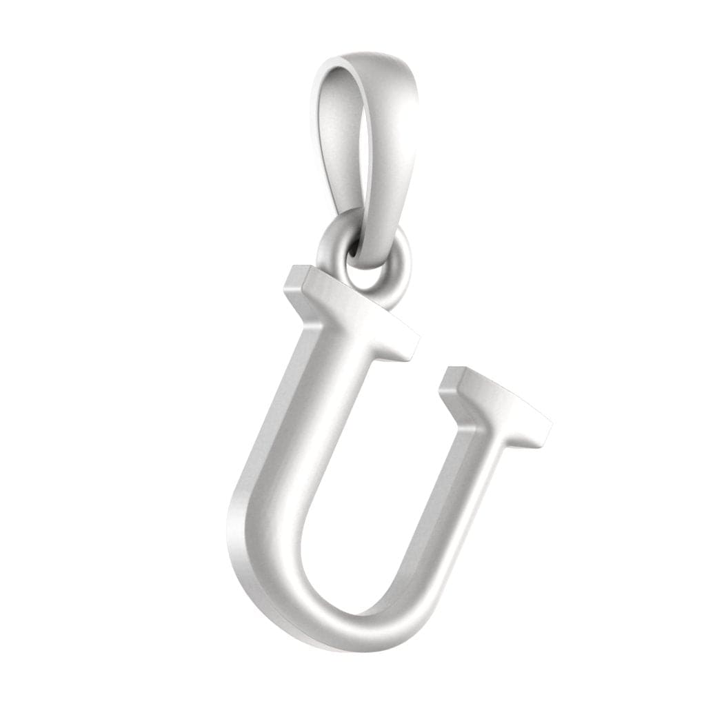 Alphabet U Chain Pendant for Men 22 Inches Anchor Chain by Akshat Sapphire 92.5 Silver MPSA8021_U