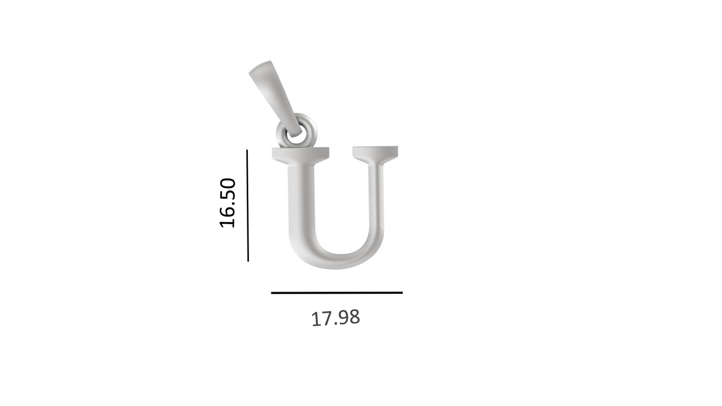 Alphabet U Chain Pendant for Men 22 Inches Anchor Chain by Akshat Sapphire 92.5 Silver MPSA8021_U