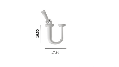 Alphabet U Chain Pendant for Men 22 Inches Anchor Chain by Akshat Sapphire 92.5 Silver MPSA8021_U