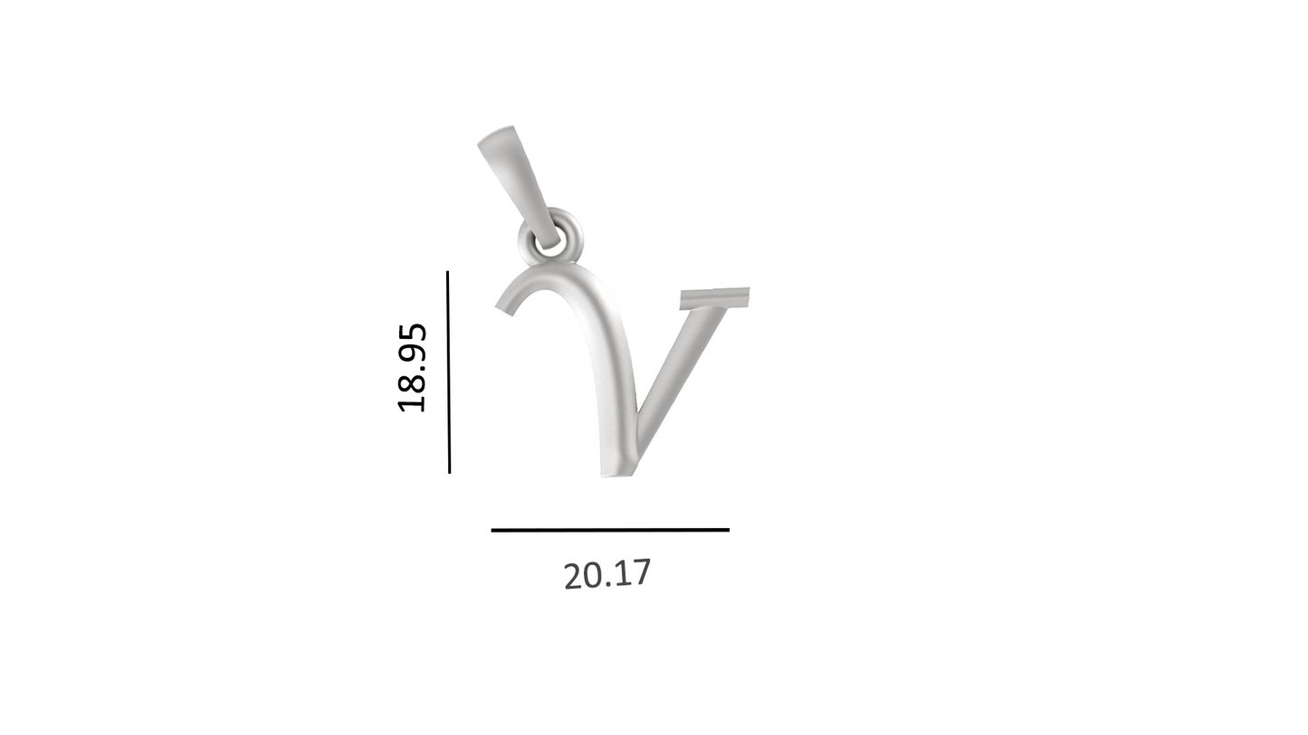 Alphabet V Chain Pendant for Men 22 Inches Anchor Chain by Akshat Sapphire 92.5 Silver MPSA8022_V