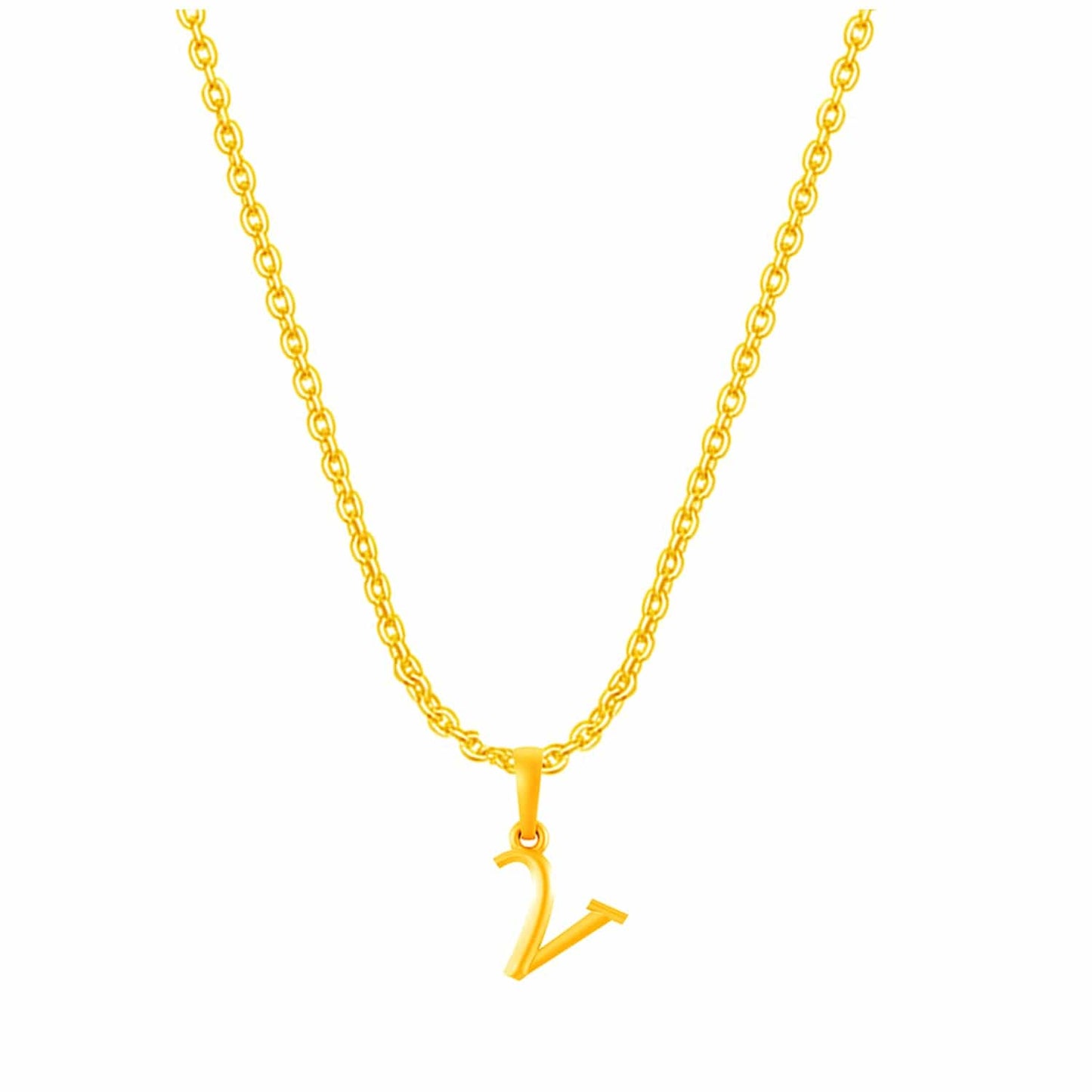 22KT Gold Plated Pure Silver (92.5% purity) precious Name alphabet chain pendant (Locket with Anchor chain- 22 Inches)
