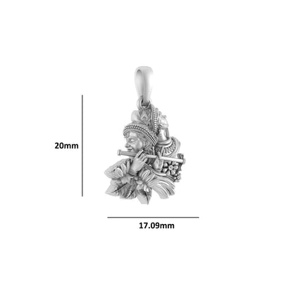 Sterling Silver (92.5% Purity) Pure Silver God Radha Krishna Chain Pendant (Locket with Box Chain-22 inches) for Men & Women