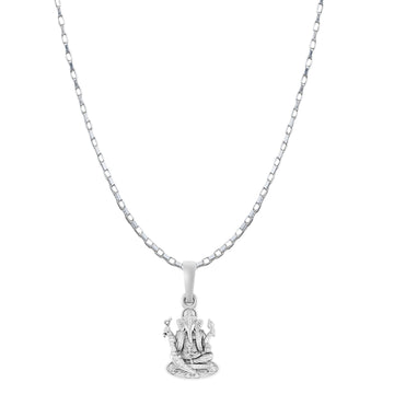 Akshat Sapphire Sterling Silver (92.5% purity) God Ganesha Chain Pendant (Pendant with Box Chain-22 inches) for Men & Women Pure Silver Lord Ganapathy Chain Locket for Good Health & Wealth