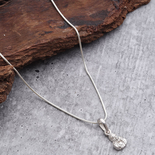 AKSHAT SAPPHIRE Sterling Silver (Silver with 92.5% purity) God Shree Sai Baba chain Pendant (Pendant with Box Chain-22 inches) for Men & Women Pure Sterling Silver Lord Sai Baba chain Locket For Good Wealth & Health