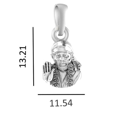 AKSHAT SAPPHIRE Sterling Silver (Silver with 92.5% purity) God Shree Sai Baba chain Pendant (Pendant with Box Chain-22 inches) for Men & Women Pure Sterling Silver Lord Sai Baba chain Locket For Good Wealth & Health