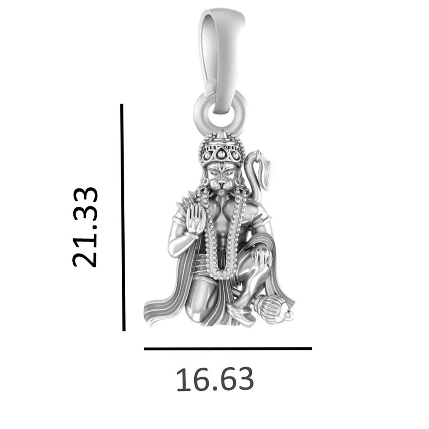 God Hanuman Chain Pendant (Pendant with Box Chain- 22 inches) for Men & Women Pure Silver Lord bajrang bali Chain Locket for Good Health & Wealth