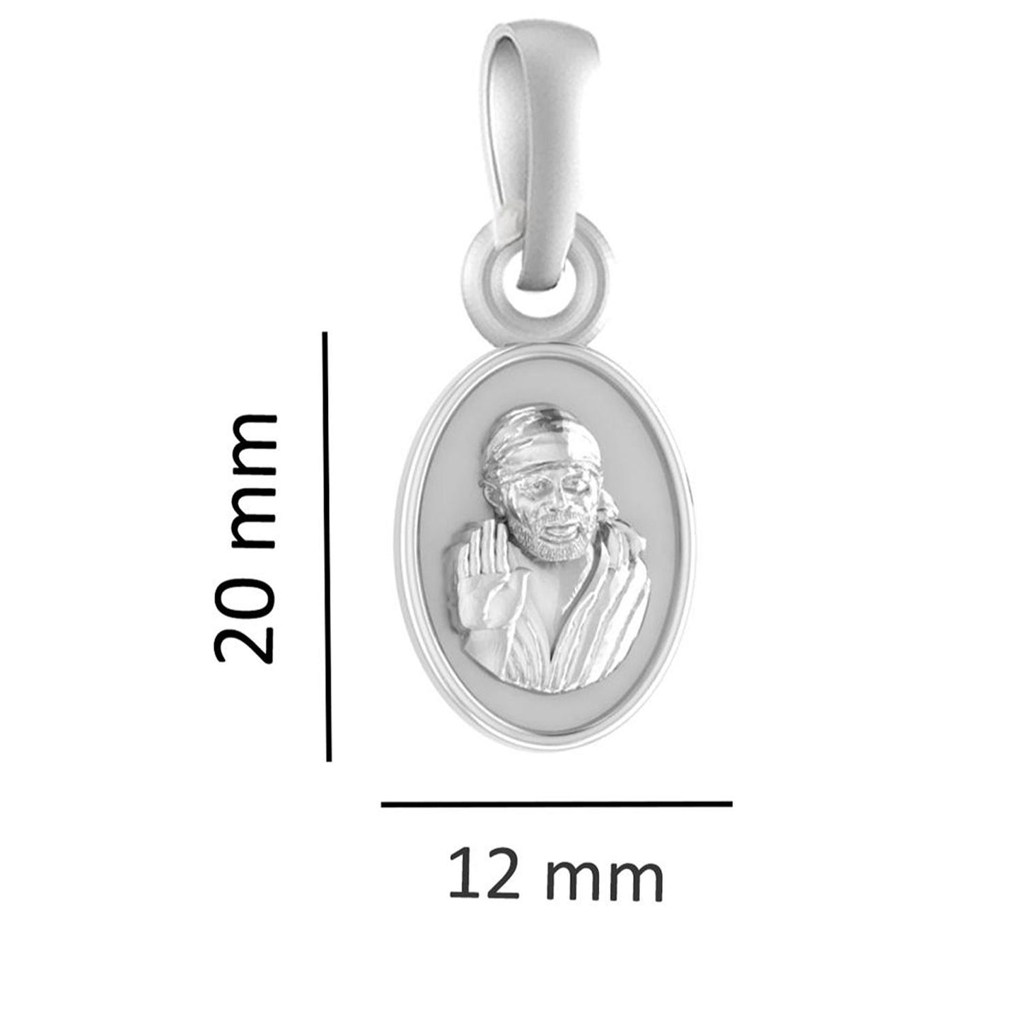 AKSHAT SAPPHIRE Sterling Silver (Silver with 92.5% purity) God Shree Sai Baba chain Pendant (Pendant with Box Chain-22 inches) for Men & Women Pure Sterling Silver Lord Sai Baba chain Locket For Good Wealth & Health