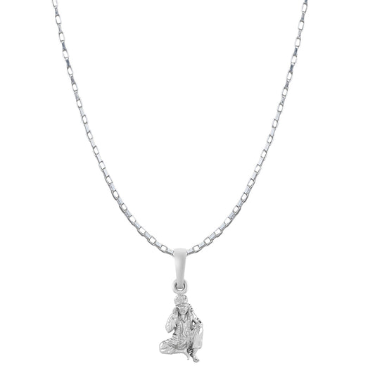 AKSHAT SAPPHIRE Sterling Silver (Silver with 92.5% purity) God Shree Sai Baba chain Pendant (Pendant with Box Chain-22 inches) for Men & Women Pure Sterling Silver Lord Sai Baba chain Locket For Good Wealth & Health