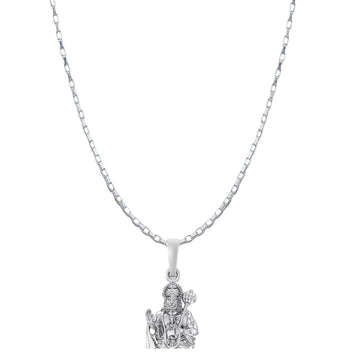 God Hanuman Chain Pendant (Pendant with Box Chain- 22 inches) for Men & Women Pure Silver Lord bajrang bali Chain Locket for Good Health & Wealth