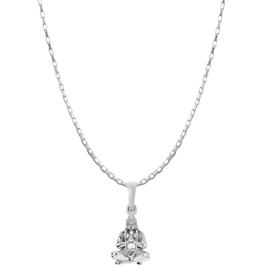 God Hanuman Chain Pendant (Pendant with Box Chain- 22 inches) for Men & Women Pure Silver Lord bajrang bali Chain Locket for Good Health & Wealth