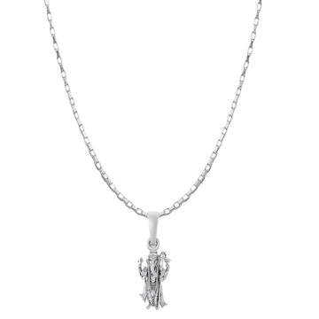 Akshat Sapphire Sterling Silver (92.5% purity) God Ganesha Chain Pendant (Pendant with Box Chain-22 inches) for Men & Women Pure Silver Lord Ganapathy Chain Locket for Good Health & Wealth