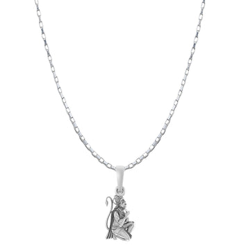 God Hanuman Chain Pendant (Pendant with Box Chain- 22 inches) for Men & Women Pure Silver Lord bajrang bali Chain Locket for Good Health & Wealth