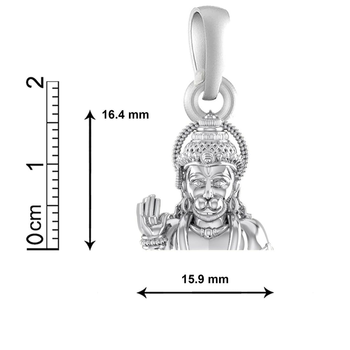 God Hanuman Chain Pendant (Pendant with Box Chain- 22 inches) for Men & Women Pure Silver Lord bajrang bali Chain Locket for Good Health & Wealth