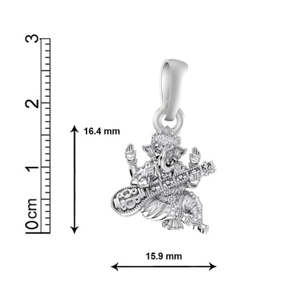 Akshat Sapphire Sterling Silver (92.5% purity) God Ganesha Chain Pendant (Pendant with Box Chain-22 inches) for Men & Women Pure Silver Lord Ganapathy Chain Locket for Good Health & Wealth