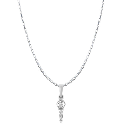 Akshat Sapphire Sterling Silver (92.5% purity) God Hanuman Gada Chain Pendant (Pendant with Box Chain- 22 inches) for Men & Women Pure Silver Lord Bajrang Bali Gada Chain Locket