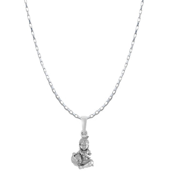 Akshat Sapphire Sterling Silver (92.5% purity) God Kanha Laddu Gopal Chain with Pendant  (Pendant with Box Chain-22 inches) for Men & Women Bhagwan Thakur ji Bal Krihna Kanhaiya Chain Locket for Good Health & Wealth