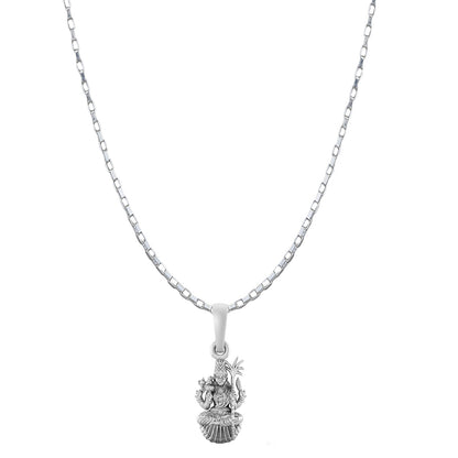 Goddess Maa Lalitha Parameswari Chain Pendant (Pendant with Box Chain-22 inches) for Men & Women Pure Silver Lord Ma Lalita Sahasranamam Tripura Sundari chain Locket for Good Health & Wealth