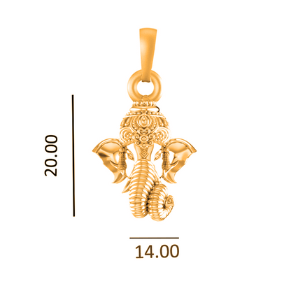 22KT Gold Plated Sterling Silver (92.5% Purity) Pure Silver God Ganesha Chain Pendant (Locket with Box Chain-22 inches) for Men & Women