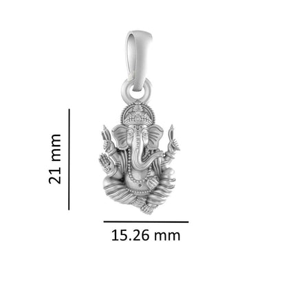Akshat Sapphire Sterling Silver (92.5% purity) God Ganesha Chain Pendant (Pendant with Box Chain-22 inches) for Men & Women Pure Silver Lord Ganapathy Chain Locket for Good Health & Wealth