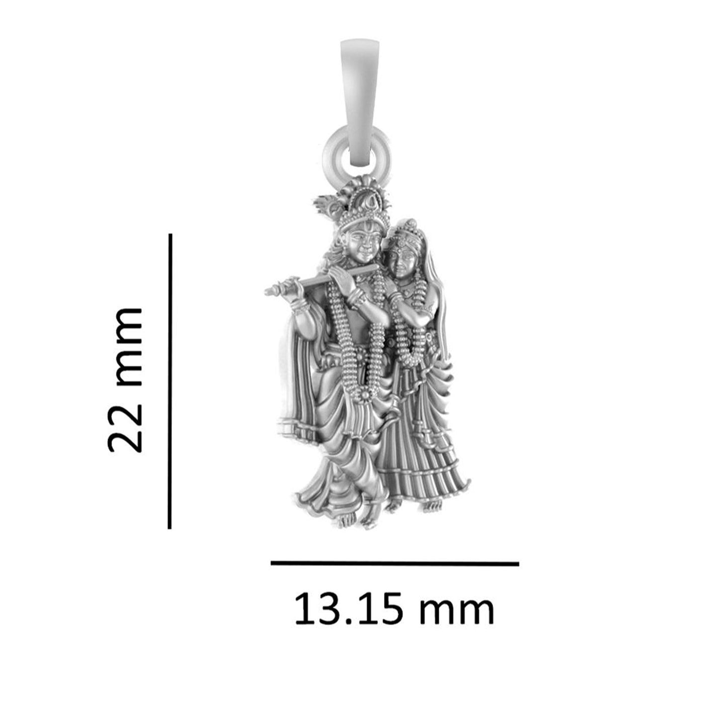 Akshat Sapphire Sterling Silver (92.5% purity) God Radha Krishna Chain Pendant (Pendant with Box Chain-22 inches) for Men & Women Pure Silver Lord Radha kishan Chain Locket for Good Health & Wealth