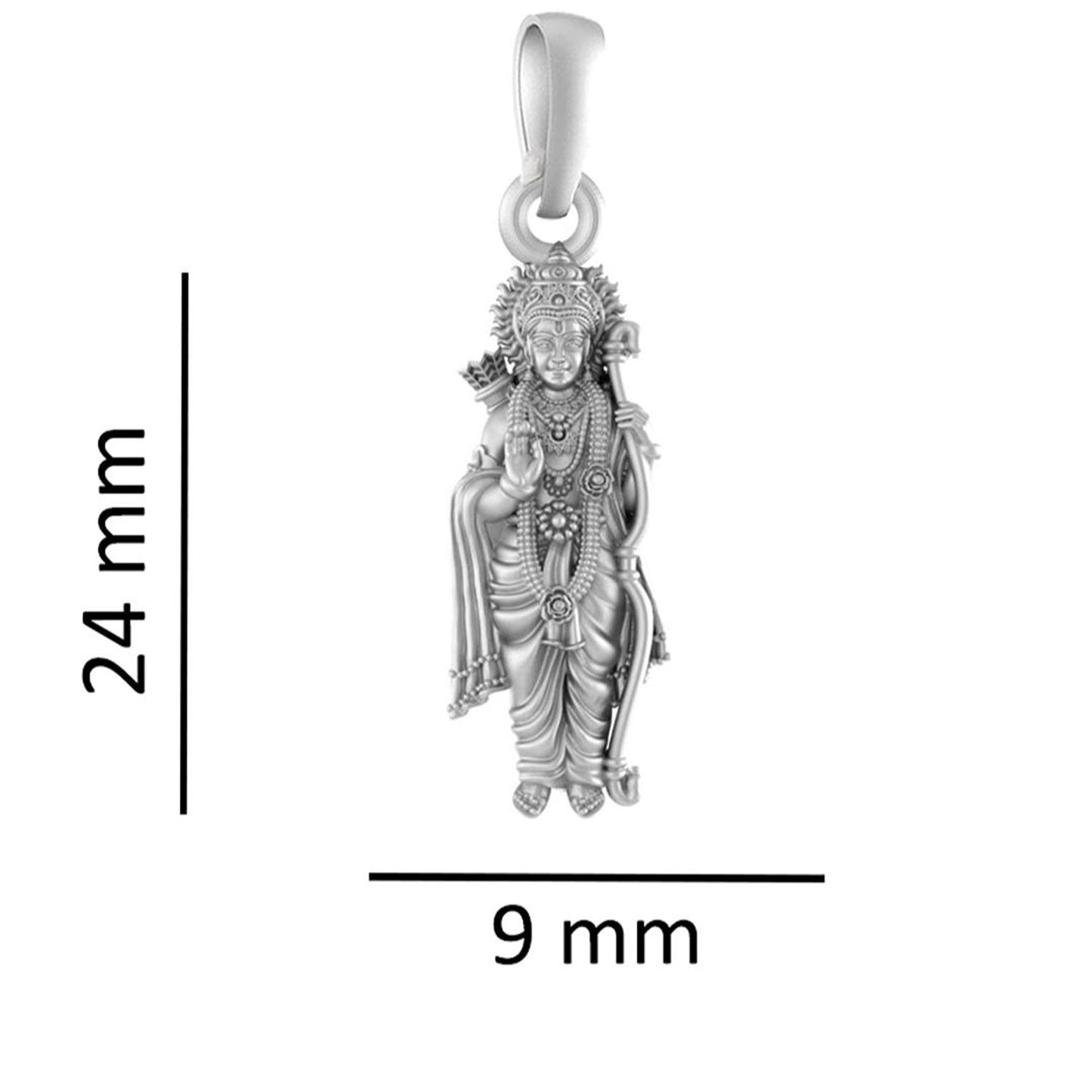 Akshat Sapphire Sterling Silver (92.5% purity) God Ram Ji chain Pendant (Pendant with Box Chain-22 inches) for Men & Women Pure Silver Bhagwan Shri Ram Locket for Good Health & Wealth