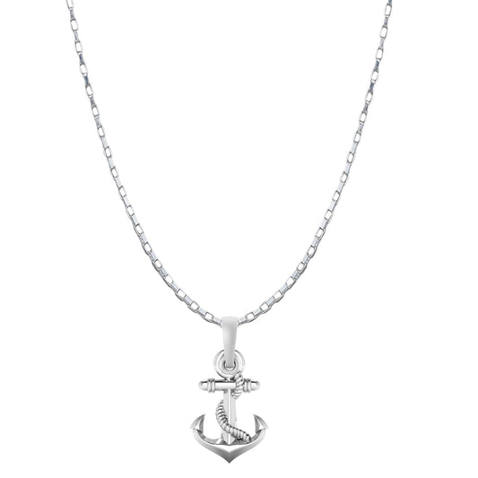 Akshat Sapphire Sterling Silver (92.5% purity) Ship Anchor Chain Pendant (Pendant with Box Chain-22 inches) for Men & Women Pure Silver Stylish and fashionable ship anchor chain Locket for Good Health & Wealth