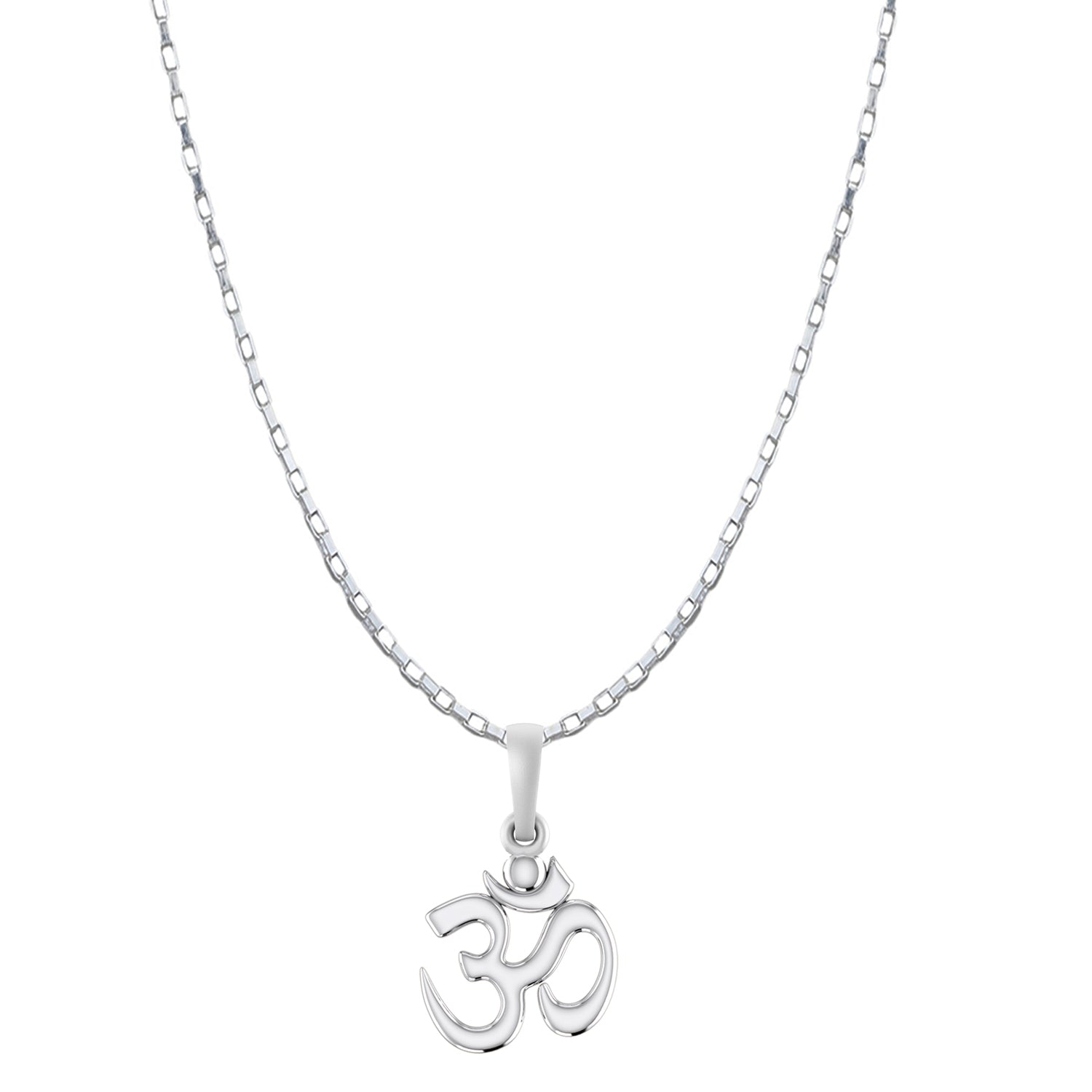 Akshat Sapphire Sterling Silver (92.5% purity) Spiritual OM Chain Pendant (Pendant with Box Chain-22 inches) for Men & Women Pure Silver Divine OM Chain Locket for Health & Wealth