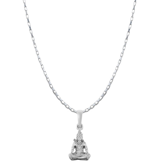 Akshat Sapphire Sterling Silver (92.5% purity) God Shiva Chain Pendant (Pendant with Box Chain-22 inches) for Men & Women Pure Silver Lord Shiv Chain Locket for Good Health & Wealth