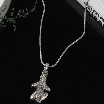 God Hanuman Chain Pendant (Pendant with Box Chain- 22 inches) for Men & Women Pure Silver Lord bajrang bali Chain Locket for Good Health & Wealth