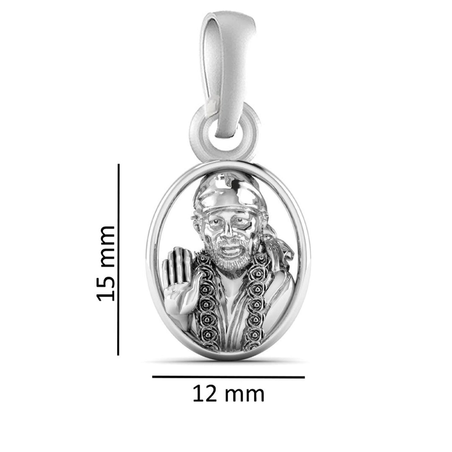 AKSHAT SAPPHIRE Sterling Silver (Silver with 92.5% purity) God Shree Sai Baba chain Pendant (Pendant with Box Chain-22 inches) for Men & Women Pure Sterling Silver Lord Sai Baba chain Locket For Good Wealth & Health