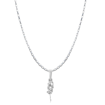 Akshat Sapphire Sterling Silver (92.5% purity) Stylish and Fashionable Happy Dancing girl Chain Pendant (Pendant with Box Chain-22 inches) for Men & Women Pure Silver gorgeous dancing girl Chain Locket for Happiness and joy