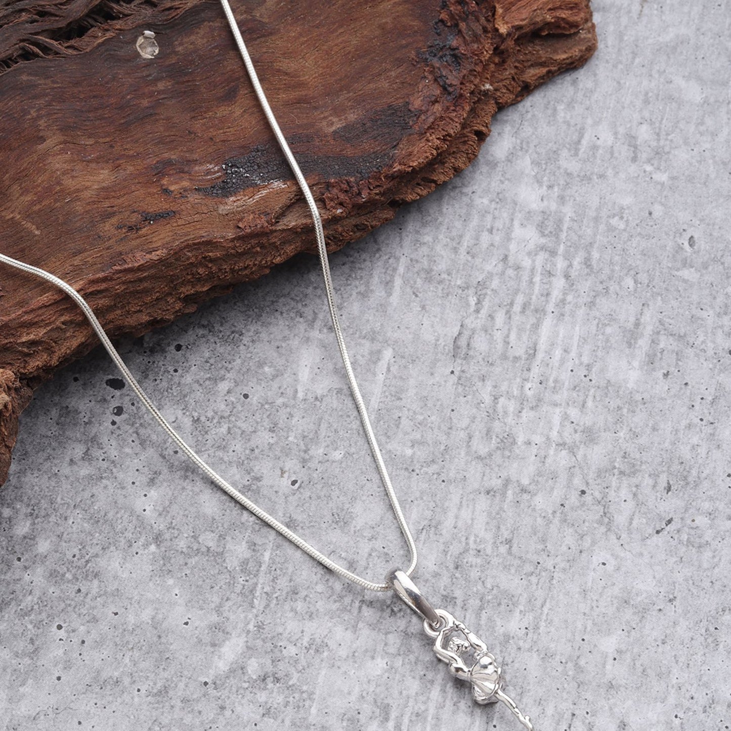 Akshat Sapphire Sterling Silver (92.5% purity) Stylish and Fashionable Happy Dancing girl Chain Pendant (Pendant with Box Chain-22 inches) for Men & Women Pure Silver gorgeous dancing girl Chain Locket for Happiness and joy
