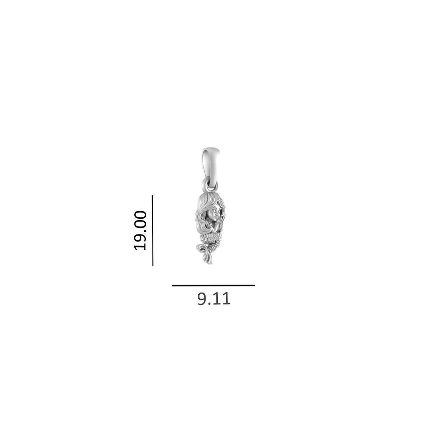 Sterling Silver 92.5 Mermaid Chain Pendant with Figaro Chain 22 Inches for Men by Akshat Sapphire MPSF7299