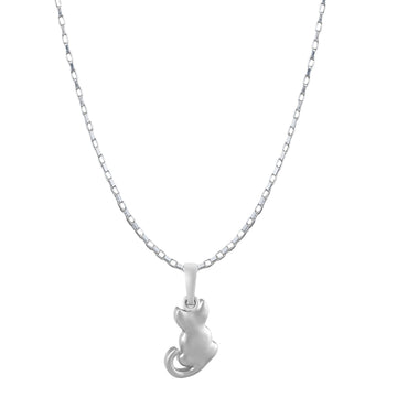 Akshat Sapphire Sterling Silver (92.5% purity) Stylish and Fashionable Cute Cat Chain Pendant (Pendant with Box Chain-22 inches) for Men & Women Pure Silver Cat Chain Locket for Happiness and joy