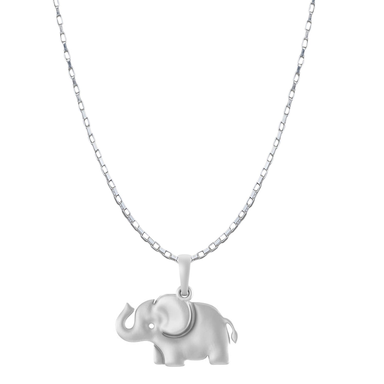 Akshat Sapphire Sterling Silver (92.5% purity) Strength Symbolic Elephant Chain Pendant  (Pendant with Box Chain-22 inches) for Men & Women Pure Silver Elephant Chain Locket to represent strength and power