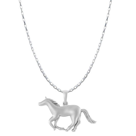 Akshat Sapphire Sterling Silver (92.5% purity) Strength Symbolic Horse Chain Pendant (Pendant with Box Chain-22 inches) for Men & Women Pure Silver Horse Chain Locket to represent strength and power