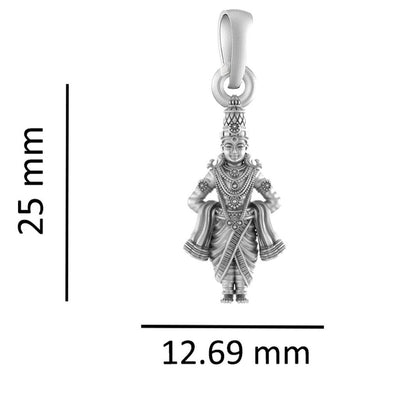 Akshat Sapphire Sterling Silver (92.5% purity) God Vitthal Chain Pendant (Pendant with Box Chain-22 inches) for Men & Women Pure Silver Lord Vitthal Chain Locket for Good Health & Wealth