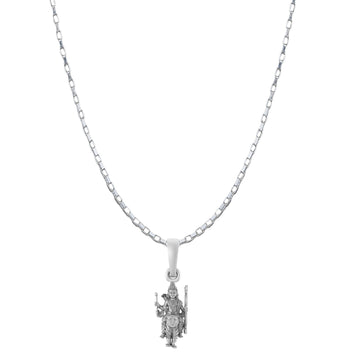 Akshat Sapphire Sterling Silver (92.5% purity) God Kartikeya Chain Pendant (Pendant with Box Chain-22 inches) for Men & Women Pure Silver Lord Kartikeya Chain Locket for Good Health & Wealth