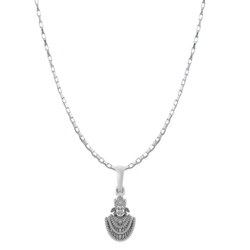 Akshat Sapphire Sterling Silver (92.5% purity) God Baba Khatu Shyam Chain Pendant (Pendant with Box Chain- 22 inches) for Men & Women Pure Silver Lord Baba Khatu Shyam Chain Locket for Good Health & Wealth