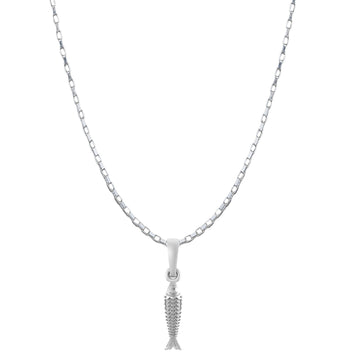 Akshat Sapphire Sterling Silver (92.5% purity) Stylish and Fashionable Fish Chain Pendant  (Pendant with Box Chain-22 inches) for Men & Women Pure Silver Fish Chain Locket for Happiness and joy